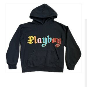 PLAYBOY Black and Yellow Hoodie Sweatshirt